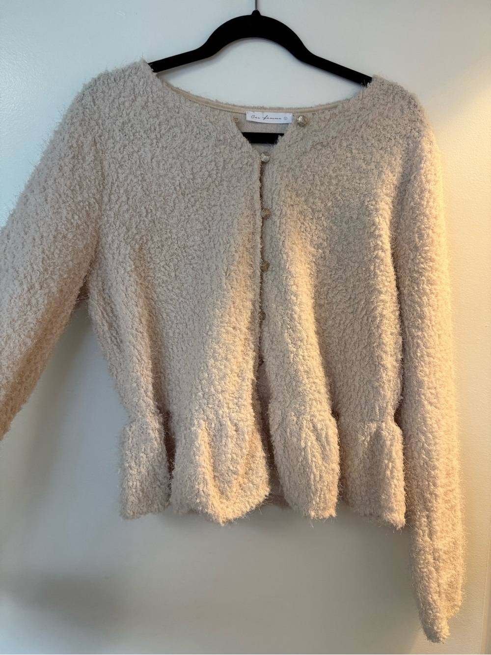 Ces Femme Cream Teddy Bouclé Jacket